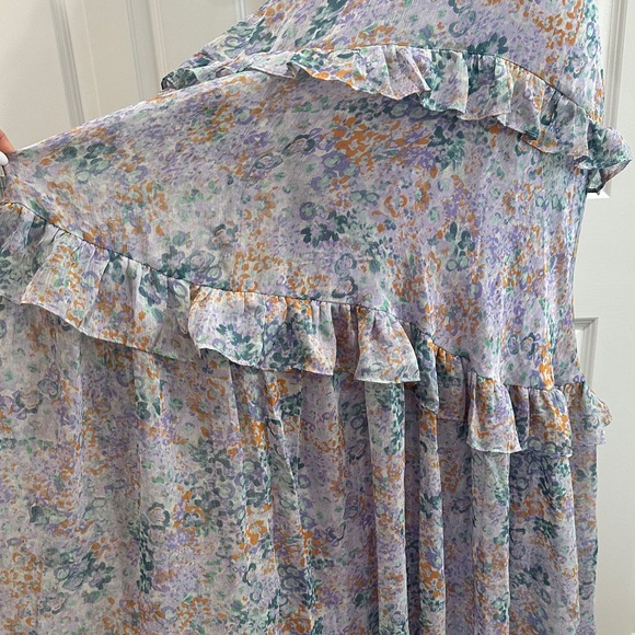 NWT Astr The Label Lilac Floral Cutout Chiffon Maxi Wedding Guest Dress Size XL - Picture 6 of 14